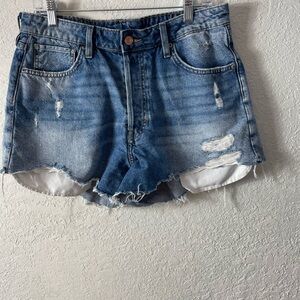 &Denim Vintage Shorts Distressed Blue Jean Shorts Womens Size 12
